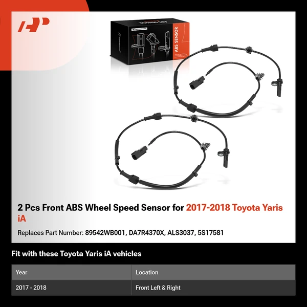 2 Pcs Front ABS Wheel Speed Sensor for 2017-2018 Toyota Yaris iA