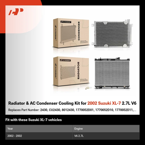 Radiator & AC Condenser Cooling Kit for 2002 Suzuki XL-7 2.7L V6