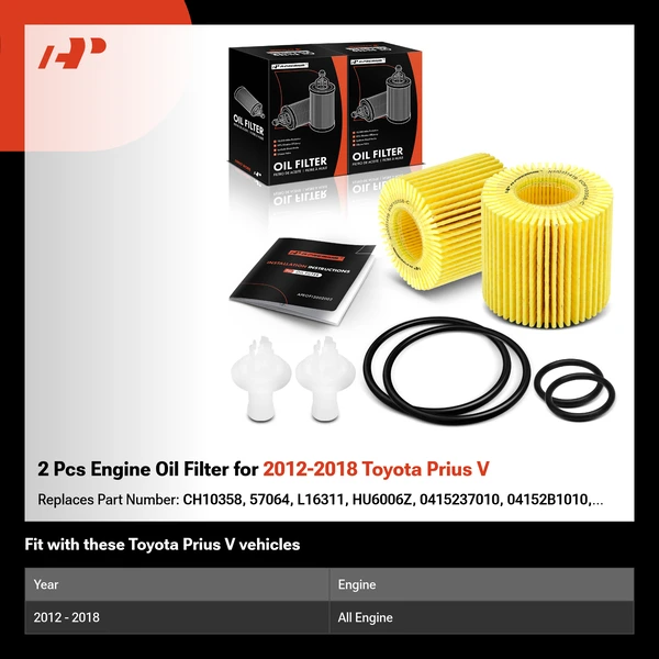 2 Pcs Engine Oil Filter for 2012-2018 Toyota Prius V