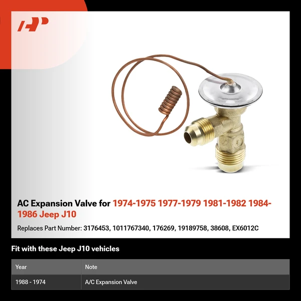 AC Expansion Valve for 1974-1975 1977-1979 1981-1982 1984-1986 Jeep J10