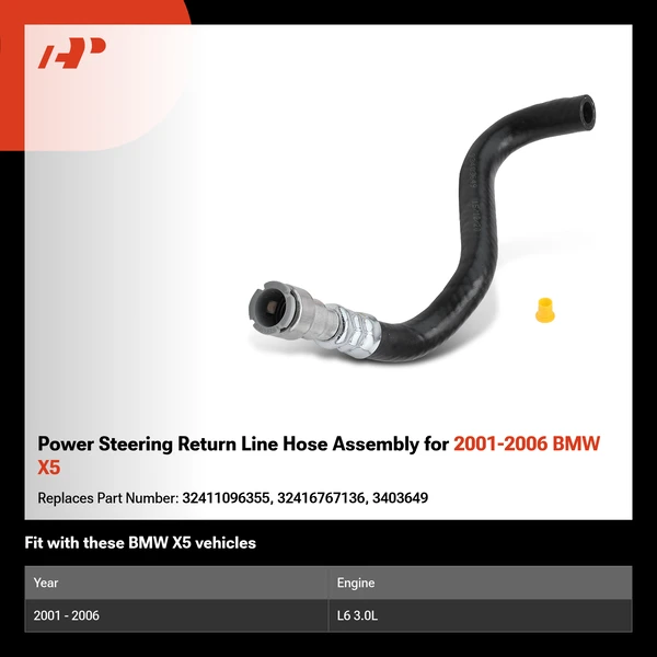 Power Steering Return Line Hose Assembly for 2001-2006 BMW X5