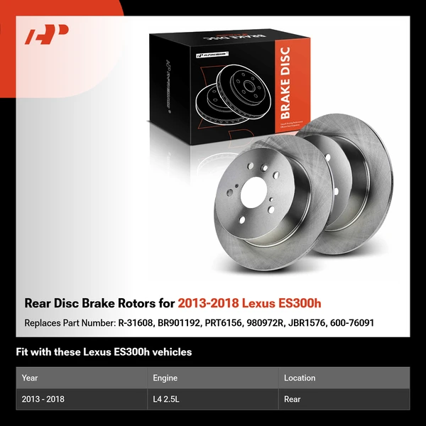 Rear Disc Brake Rotors for 2013-2018 Lexus ES300h