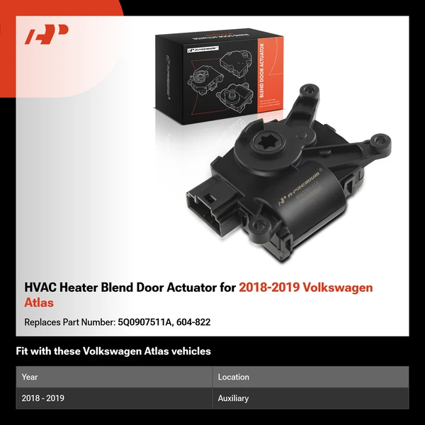 HVAC Heater Blend Door Actuator for 2018-2019 Volkswagen Atlas