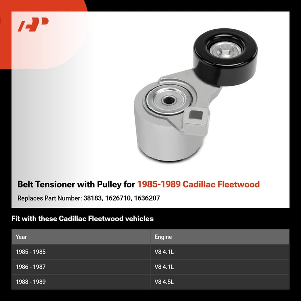 Belt Tensioner with Pulley for 1985-1989 Cadillac Fleetwood