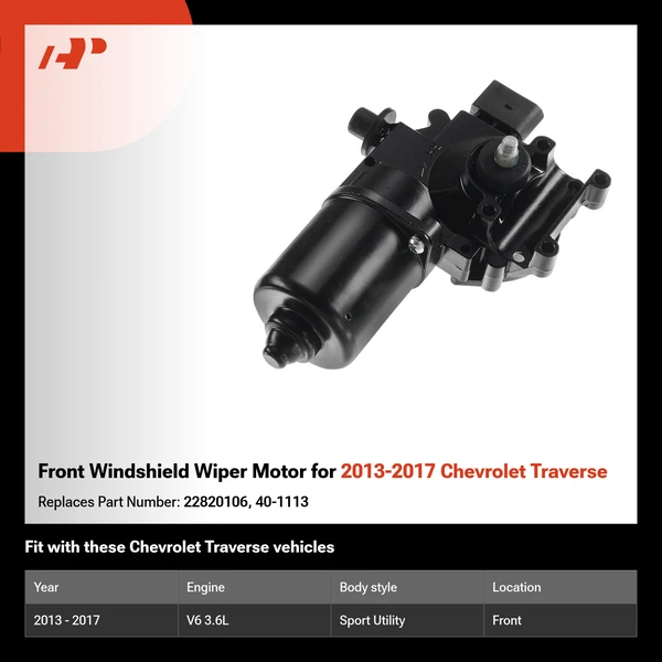 Front Windshield Wiper Motor for 2013-2017 Chevrolet Traverse