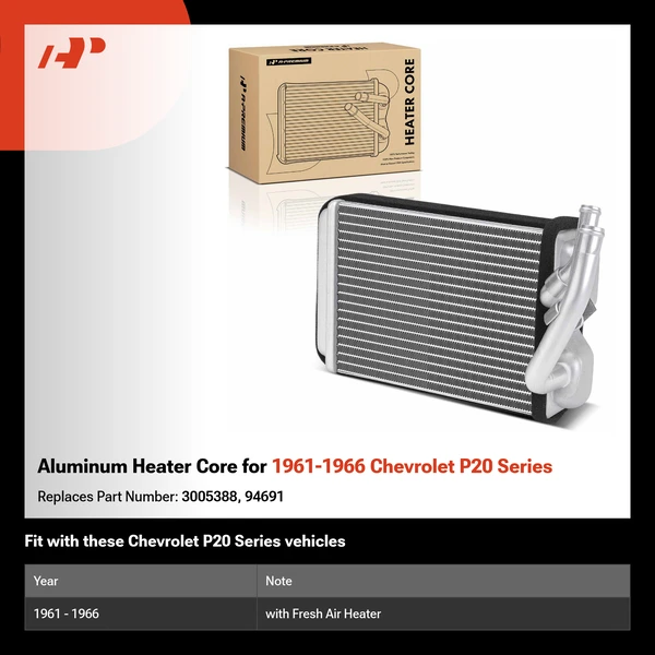 Aluminum Heater Core for 1961-1966 Chevrolet P20 Series