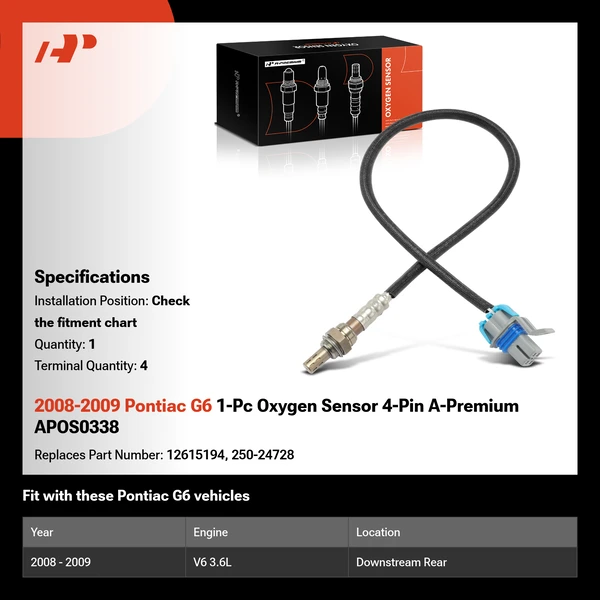 2008-2009 Pontiac G6 1-Pc Oxygen Sensor 4-Pin A-Premium APOS0338