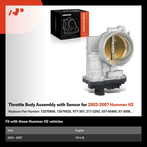 Throttle Body Assembly with Sensor for 2003-2007 Hummer H2