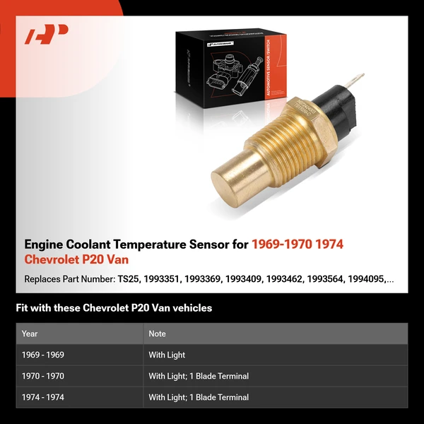 Engine Coolant Temperature Sensor for 1969-1970 1974 Chevrolet P20 Van