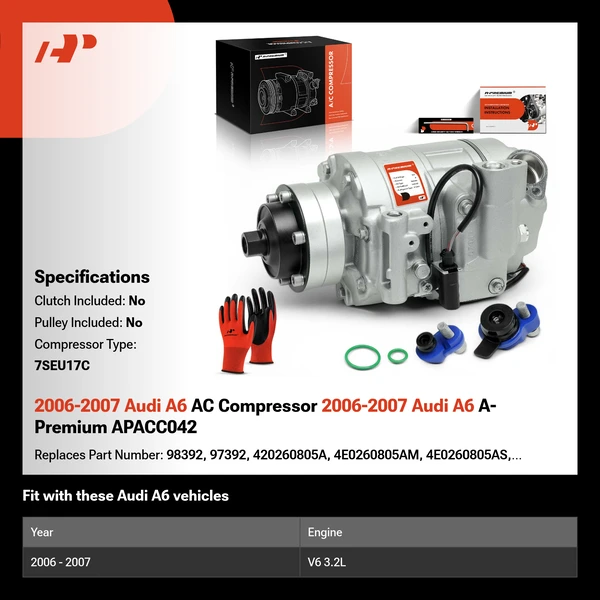 2006-2007 Audi A6 AC Compressor 2006-2007 Audi A6 A-Premium APACC042