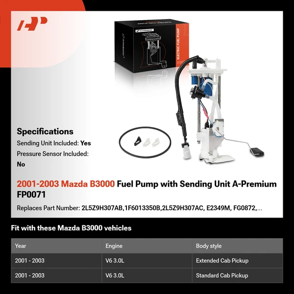2001-2003 Mazda B3000 Fuel Pump with Sending Unit A-Premium FP0071