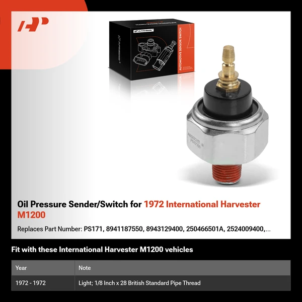 Oil Pressure Sender/Switch for 1972 International Harvester M1200