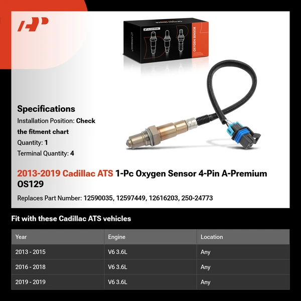 2013-2019 Cadillac ATS 1-Pc Oxygen Sensor 4-Pin A-Premium OS129
