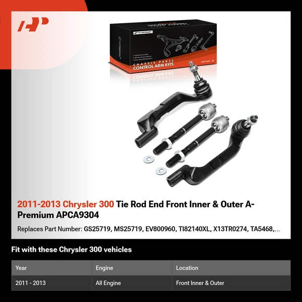 2011-2013 Chrysler 300 Tie Rod End Front Inner & Outer A-Premium APCA9304