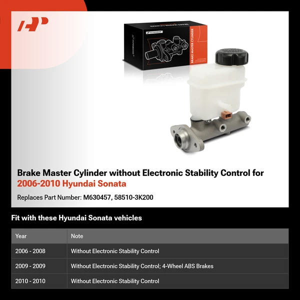 Brake Master Cylinder without Electronic Stability Control for 2006-2010 Hyundai Sonata