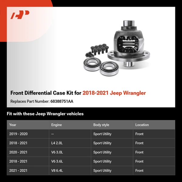 Front Differential Case Kit for 2018-2021 Jeep Wrangler