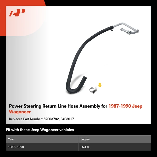Power Steering Return Line Hose Assembly for 1987-1990 Jeep Wagoneer