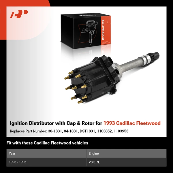 Ignition Distributor with Cap & Rotor for 1993 Cadillac Fleetwood