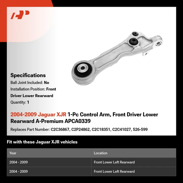 2004-2009 Jaguar XJR 1-Pc Control Arm, Front Driver Lower Rearward A-Premium APCA0339