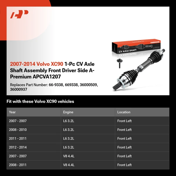 2007-2014 Volvo XC90 1-Pc CV Axle Shaft Assembly Front Driver Side A-Premium APCVA1207