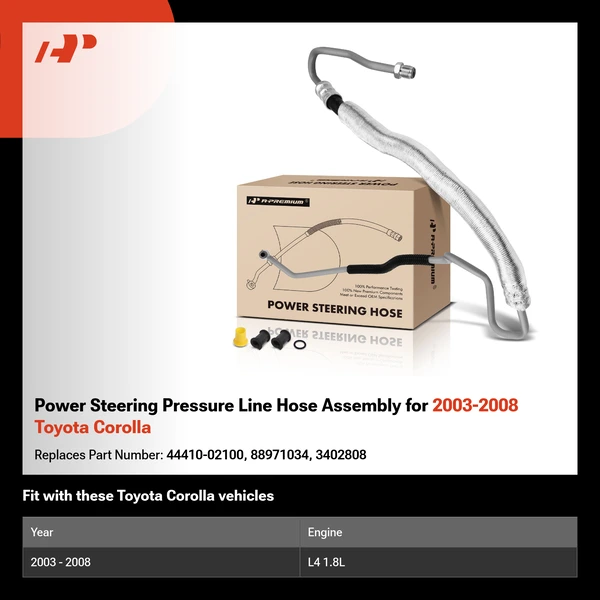 Power Steering Pressure Line Hose Assembly for 2003-2008 Toyota Corolla
