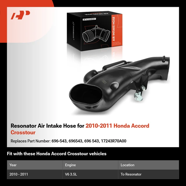 Resonator Air Intake Hose for 2010-2011 Honda Accord Crosstour