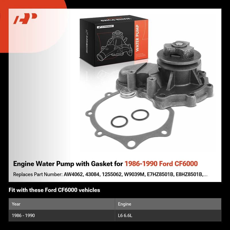 Engine Water Pump with Gasket for 1986-1990 Ford CF6000