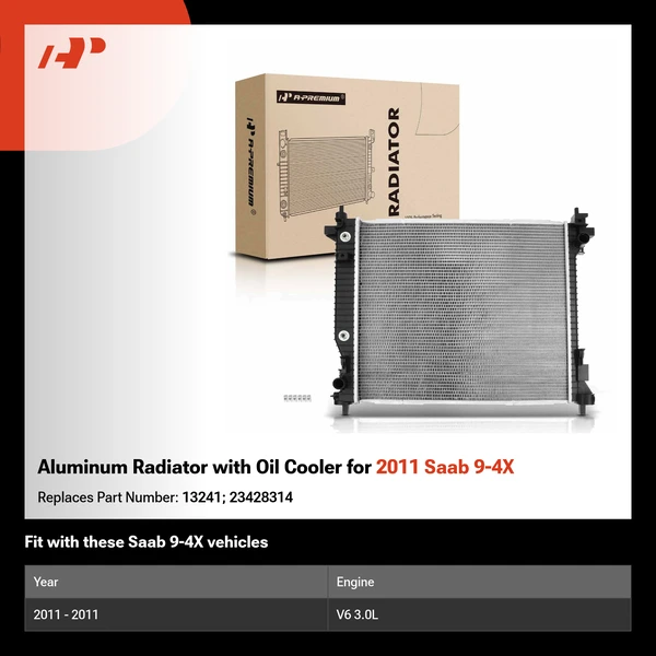 Aluminum Radiator with Oil Cooler for 2011 Saab 9-4X