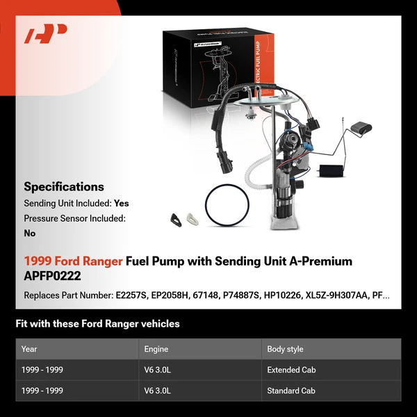 1999 Ford Ranger Fuel Pump with Sending Unit A-Premium APFP0222
