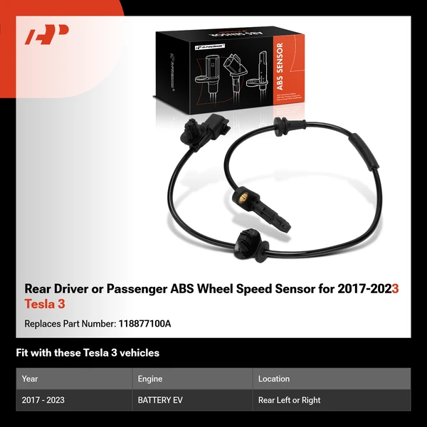 Rear Driver or Passenger ABS Wheel Speed Sensor for 2017-2023 Tesla 3