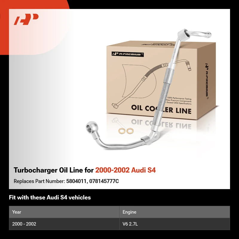 Turbocharger Oil Line for 2000-2002 Audi S4