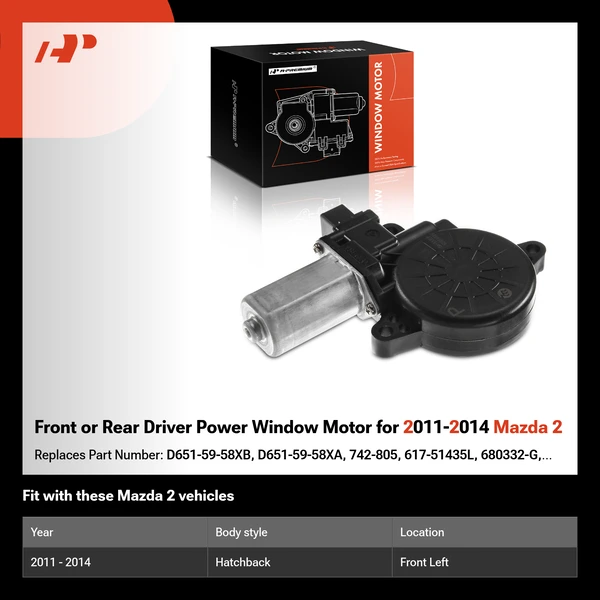 Front or Rear Driver Power Window Motor for 2011-2014 Mazda 2
