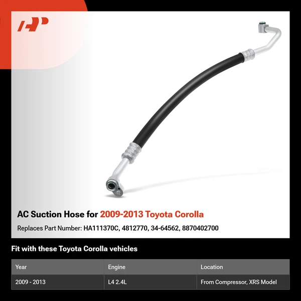 AC Suction Hose for 2009-2013 Toyota Corolla