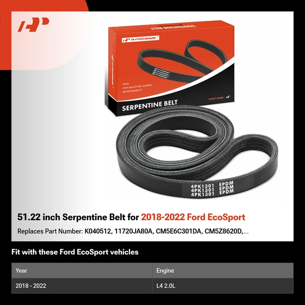 51.22 inch Serpentine Belt for 2018-2022 Ford EcoSport