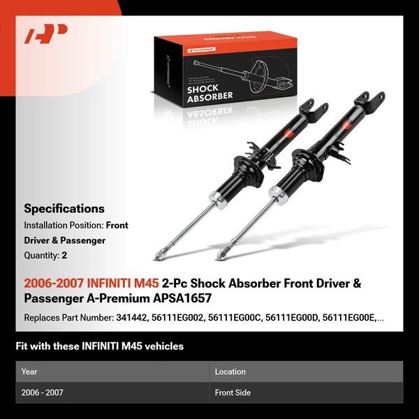 2006-2007 INFINITI M45 2-Pc Shock Absorber Front Driver & Passenger A-Premium APSA1657