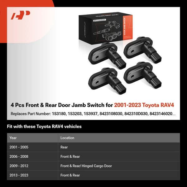 4 Pcs Front & Rear Door Jamb Switch for 2001-2023 Toyota RAV4