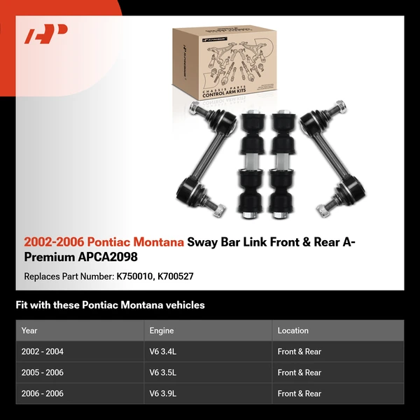 2002-2006 Pontiac Montana Sway Bar Link Front & Rear A-Premium APCA2098