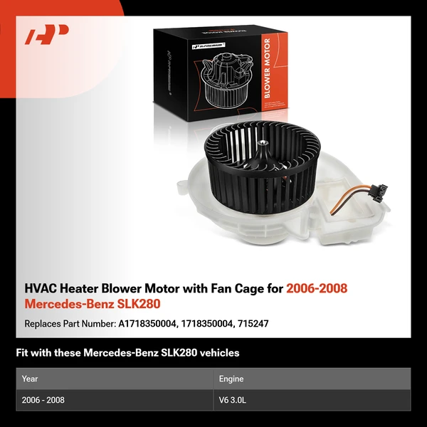HVAC Heater Blower Motor with Fan Cage for 2006-2008 Mercedes-Benz SLK280