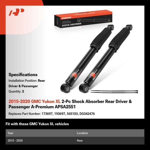 2015-2020 GMC Yukon XL 2-Pc Shock Absorber Rear Driver & Passenger A-Premium APSA2551