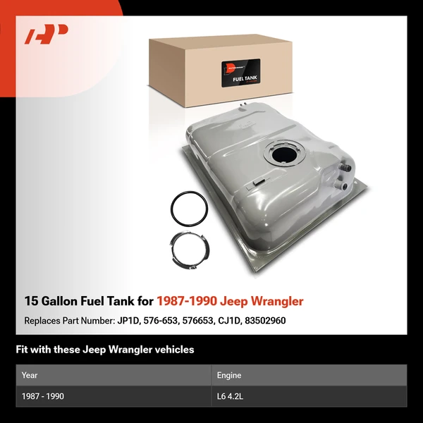 15 Gallon Fuel Tank for 1987-1990 Jeep Wrangler