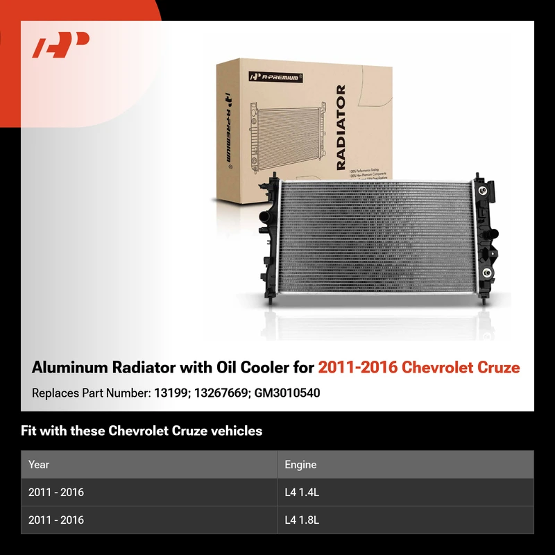 Aluminum Radiator with Oil Cooler for 2011-2016 Chevrolet Cruze