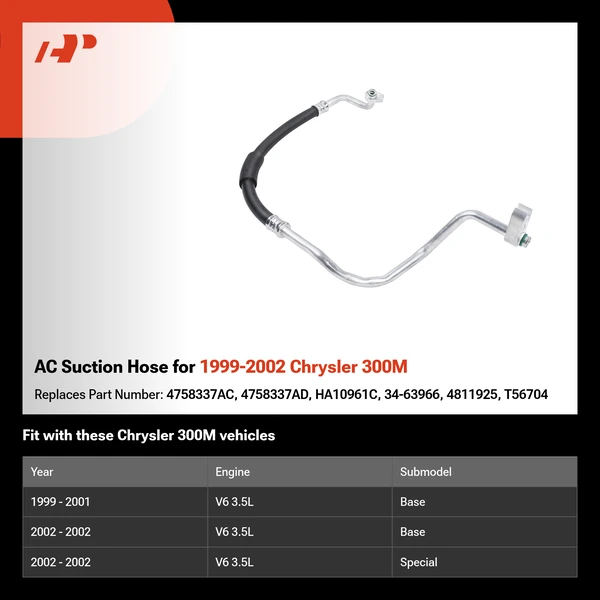 AC Suction Hose for 1999-2002 Chrysler 300M