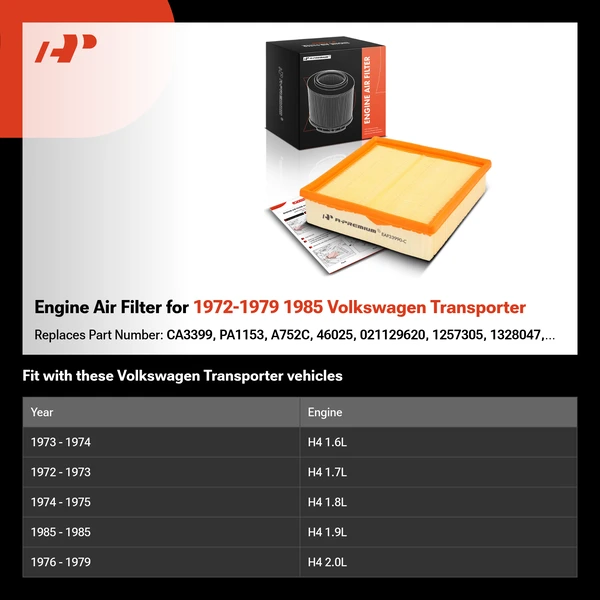Engine Air Filter for 1972-1979 1985 Volkswagen Transporter