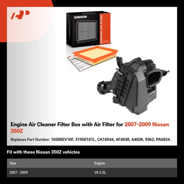 Engine Air Cleaner Filter Box with Air Filter for 2007-2009 Nissan 350Z