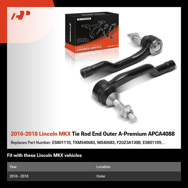 2016-2018 Lincoln MKX Tie Rod End Outer A-Premium APCA4088