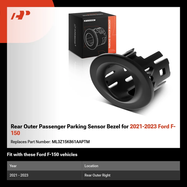 Rear Outer Passenger Parking Sensor Bezel for 2021-2023 Ford F-150
