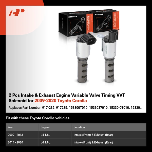 2 Pcs Intake & Exhaust Engine Variable Valve Timing VVT Solenoid for 2009-2020 Toyota Corolla