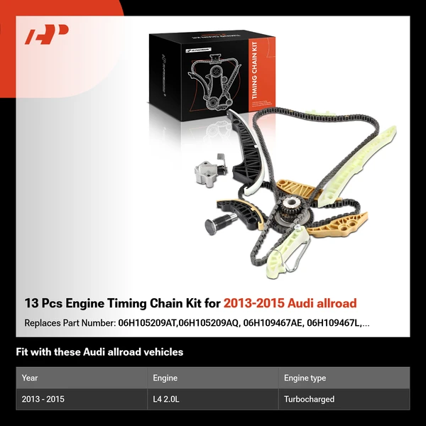 13 Pcs Engine Timing Chain Kit for 2013-2015 Audi allroad