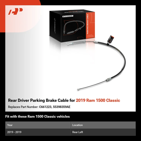 Rear Driver Parking Brake Cable for 2019 Ram 1500 Classic