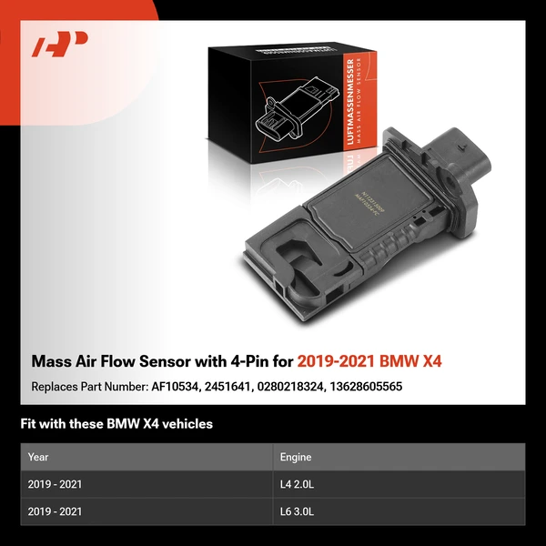 Mass Air Flow Sensor with 4-Pin for 2019-2021 BMW X4